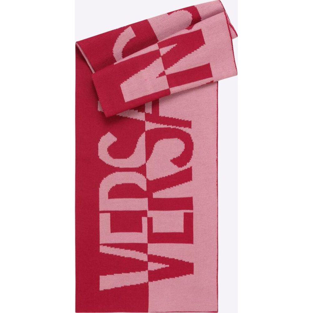 Versace Jeans Couture Oversized Signature Raspberry Knitted Womens Scarf